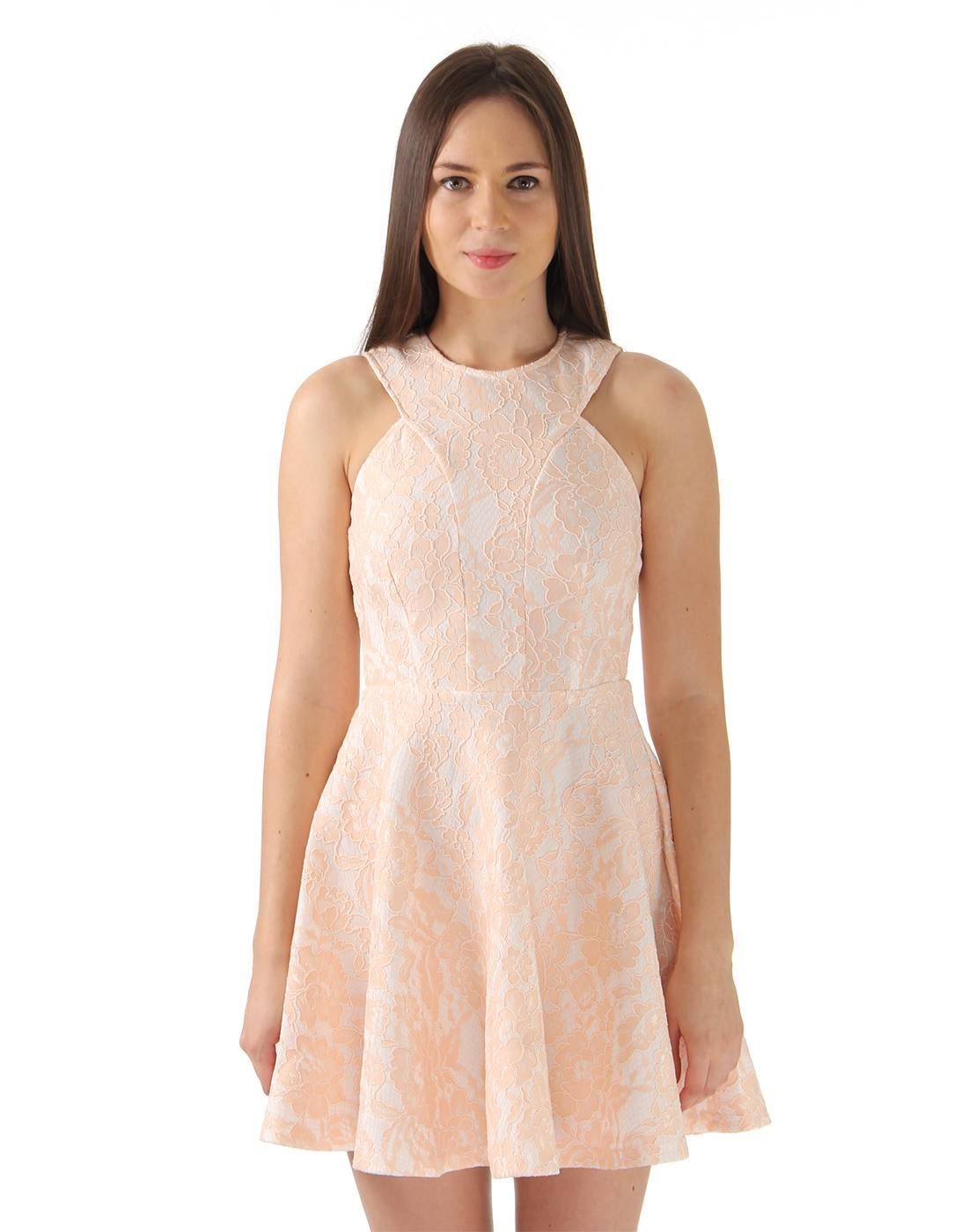 Ax Paris Women Party Peach A-Line Dress